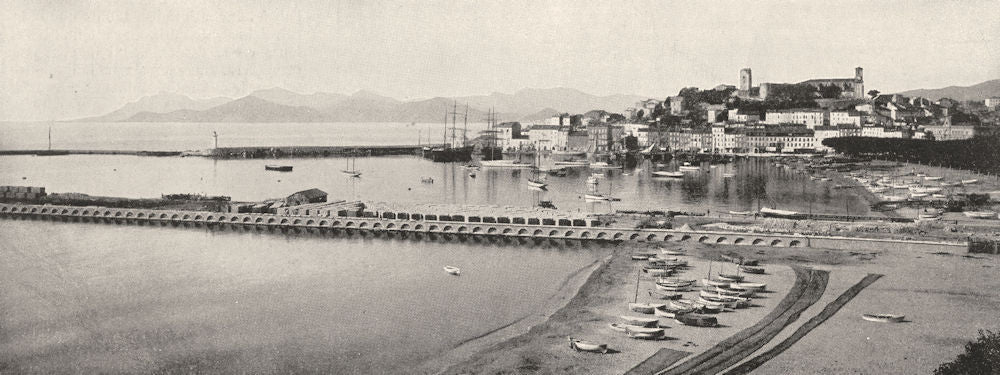 ALPES- MARITIMES. Cannes, Le Port et le Mont Chevalier 1900 old antique print